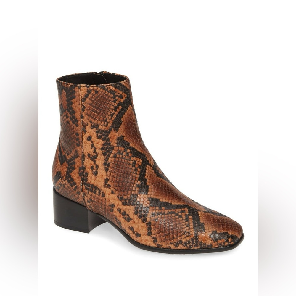 🤎🐍 rag&bone Aslen Snakeskin Leather Ankle Boots Golden Brown US9 EU40 EUC